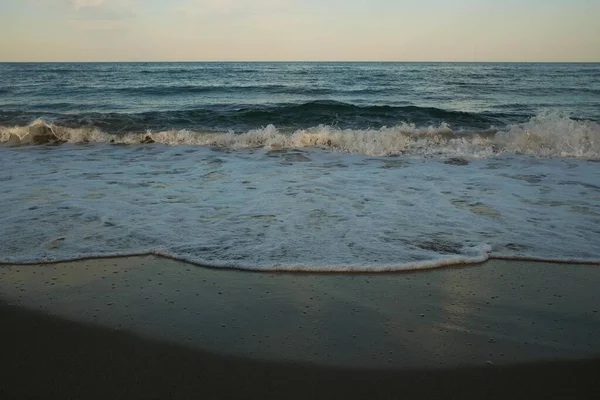 Meer Strand Blauer Himmel Sand Entspannung Landschaft Aussichtspunkt Für Design — Stockfoto