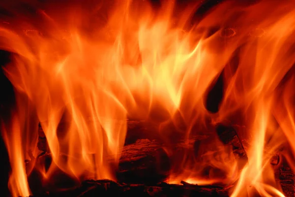 Ogień Kominku Zbliżenie Długiej Ekspozycji — Zdjęcie stockowe