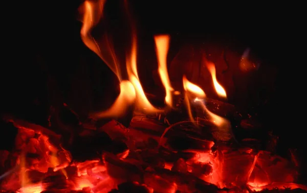 Ogień Kominku Zbliżenie Długiej Ekspozycji — Zdjęcie stockowe