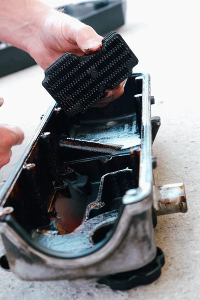 Car Repair Internal Combustion Engine Repair Resin Deposits Low Quality — Stock Photo, Image