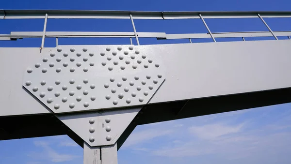 Conexión Estructuras Metálicas Con Remaches Parte Remachada Del Puente Acero — Foto de Stock