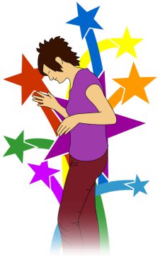 Yükselen yıldızlarla dans eden kız