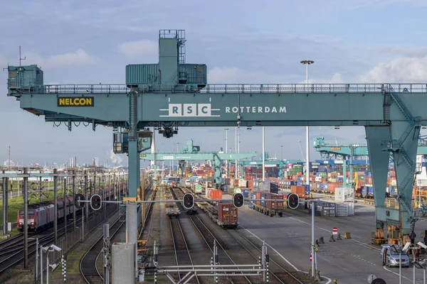 Rotterdam Paesi Bassi 2021 Panoramica Del Carico Dei Treni Presso — Foto Stock