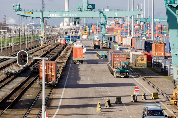 Rotterdam Paesi Bassi 2021 Caricamento Container Treno Terminal Ferroviario Rsc — Foto Stock