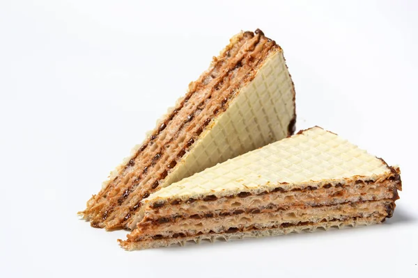 Sweet Waffle Cake White Background Cut Closeup Front View Isolated — Stock Photo, Image