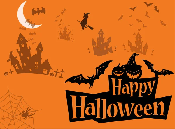 Buon Halloween Cartolina Invito Alla Festa Modello Brochure Pubblicitaria Concetto — Vettoriale Stock