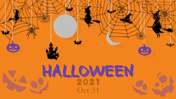 Buon Halloween Banner Invito Alla Festa Pipistrelli Zucche Illustrazione Vettoriale — Vettoriale Stock