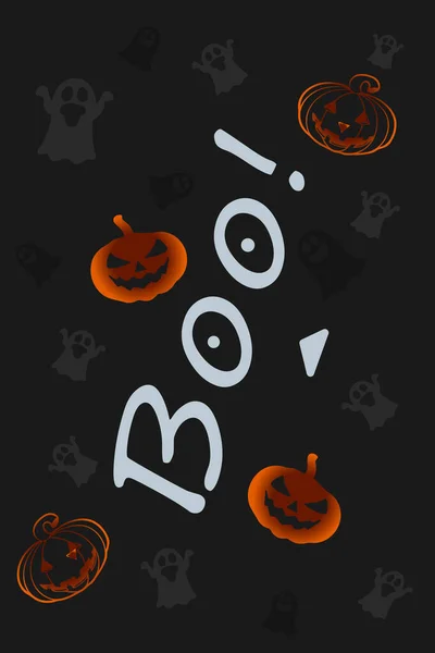 Vettore Con Iscrizione Boo Sfondo Scuro Fantasmi Concetto Halloween Modello — Vettoriale Stock