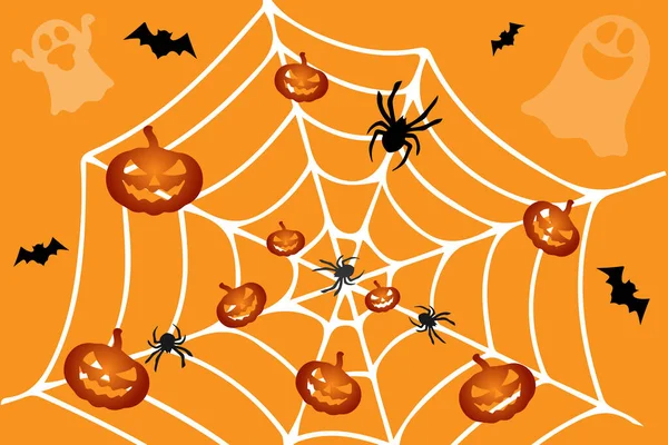 Concetto Halloween Disegno Vettoriale Stile Cartone Animato Modello Stampa Ragnatela — Vettoriale Stock