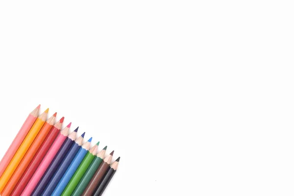 Imagem Foco Seletiva Cor Lápis Colorido Com Espaço Cópia Isolado — Fotografia de Stock