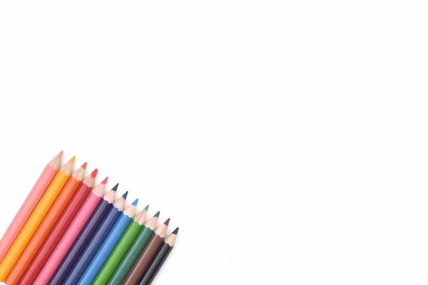 Selective Focus Image Colorful Pencil Colour White Background — Stock Photo, Image