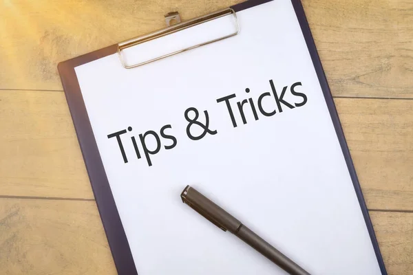 Selective Focus Image Pen File Holder Wooden Background Tips Tricks — Stock Photo, Image
