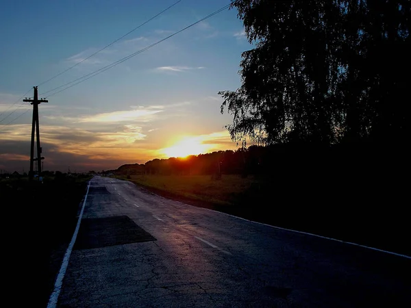 Sunset Road Highway — Stock Photo, Image