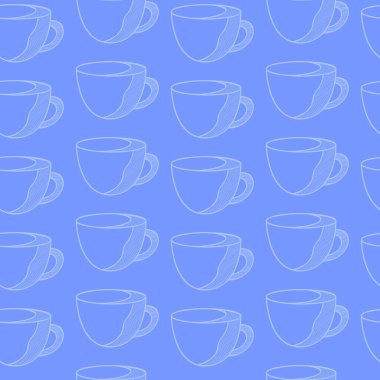 Beyaz çizgi bardağının vektör çizimi. Kusursuz desen