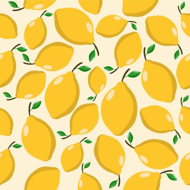 Sarı limonlar pürüzsüz desen. Limon meyvesinin vektör illüstrasyonu
