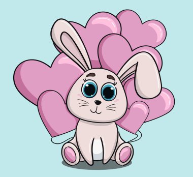 Balonlu çizgi film tavşanının vektör çizimi