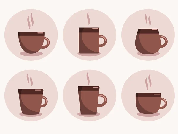 Een Set Koffiekopjes Vector Beeld Stijl Van Platte Dranken — Stockvector