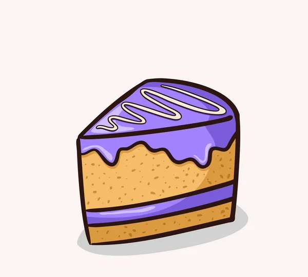 Sweet Cake Vector Biscuit Purple Piece Cake — Stock Vector