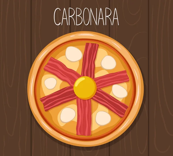 Pizza Carbonara Vektör Illüstrasyonu — Stok Vektör