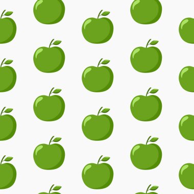 Meyve izi. Yeşil elmaların kusursuz desenlerinin vektör illüstrasyonu