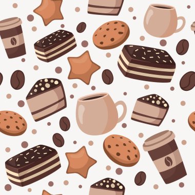 Tatlılar pürüzsüz. Tatlı keklerin temsili kahve ve kurabiyeler.