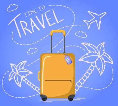 Seyahat vektör görüntüsü. Parlak sarı bavul