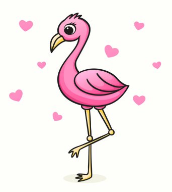 sevimli pembe flamingo vektör çizim.