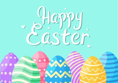 Paskalya bayrağınız kutlu olsun. Renkli Paskalya yumurtası vektör çizimi.