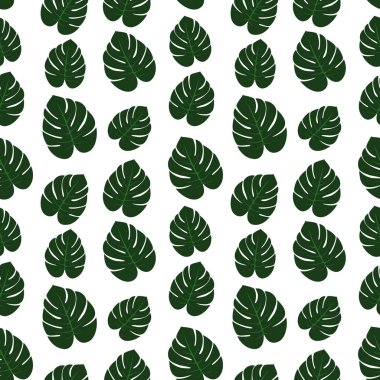 Canavar kusursuz bir iz bırakır. Çiçek arkaplanının vektör çizimi. Tropik palmiye yaprakları dokusu.