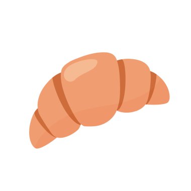 Lezzetli kruvasanın vektör çizimi. Çizgi film tarzında illüstrasyon. Beyaz bir arka planda izole edilmiş. Pişirme, tatlı