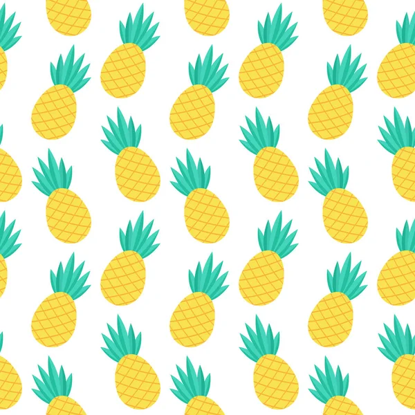 Ananas Naadloos Patroon Vector Illustratie Voor Textiel Wallpapers Een Witte — Stockvector