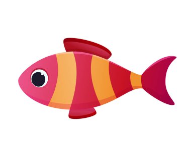 Vektör çizgili balık. Çizgi filmlerdeki balıklar çocuk resimleridir. Beyaz arkaplanda izole