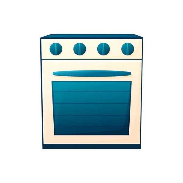 Vector Illustratie Van Een Oven Een Cartoon Stijl Keukenspullen Interieur — Stockvector