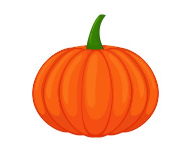 Çizgi film tarzında turuncu balkabağı. Vektör illüstrasyonu beyaz arkaplanda izole edildi.