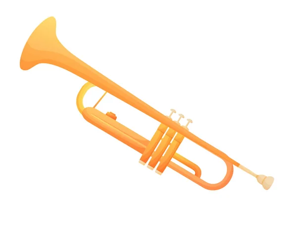 Çizgi Film Tarzında Trompet Müzikal Rüzgar Enstrümanı Vektör Illüstrasyonu Beyaz — Stok Vektör