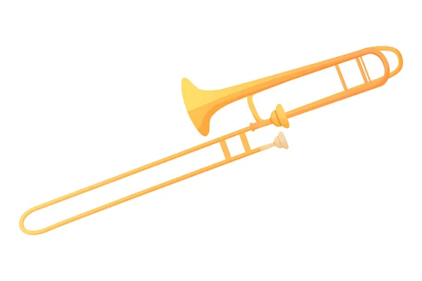 Trombone Tekenfilmstijl Vector Illustratie Van Een Muziekblaasinstrument Muzikale Trompet Geïsoleerd — Stockvector