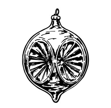 Beyaz arka planda Noel topu klasik camının vektör çizimi. Noel süsleri. Noel oyuncakları