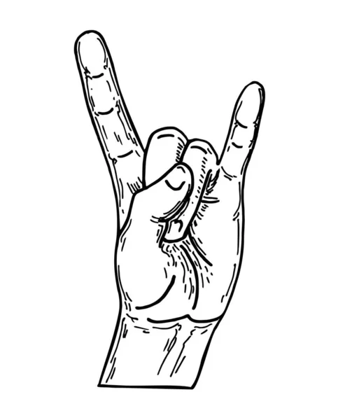 Heavy-Metal-Handgeste. Hand. Rock auf Geste. Zwei Finger Vektor Illustration — Stockvektor