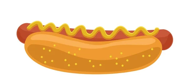 Hot Dog. Vektor isolierte flache Illustration von Fast Food für Poster, Speisekarte, Broschüre, Fast Food. — Stockvektor