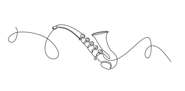 Saxofone instrumento de música clássica uma linha contínua mão desenho vetor. — Vetor de Stock