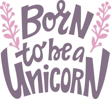 Tek boynuzlu at olmak için doğmuş bir el çizim vektörü..