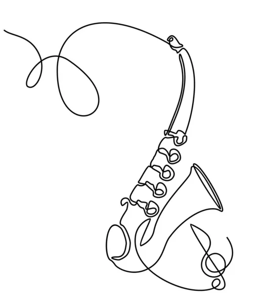 Saxophone instrument de musique classique un vecteur continu de dessin à la main. — Image vectorielle