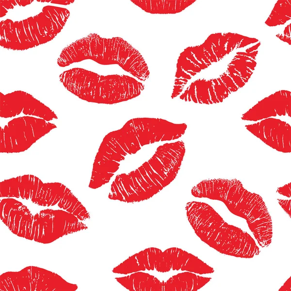 Colofon kus, Vrouwelijke lippenstift kus print set voor Valentijnsdag en liefde illustratie geïsoleerd op witte achtergrond. naadloos patroon — Stockvector