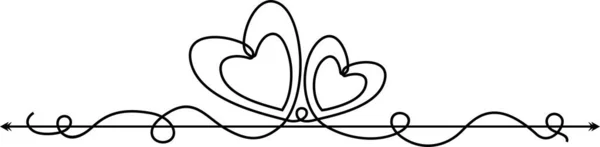 Desenho de linha contínua de sinal de amor com dois corações abraçar design minimalismo no fundo branco. Romântico contínuo uma linha de desenho conectando dois corações, amor sinal dos namorados, tatuagem arte — Vetor de Stock