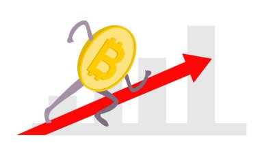 Bitcoin büyüme konsepti. Sanal para sermayesi artışı. Engelleme teknolojisi. Kripto para geri döndü, bitcoin fiyatı geri geldi.