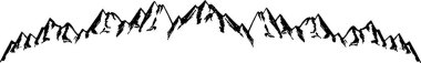 Yatay dağ manzarası, dağlık ülkelerin doğası. Dağ sırası. El çizimi basit vektör çizimi. Mürekkepli panoramik çizim. Sanat grafikleri güzel peyzaj vektörü pürüzsüz arkaplan