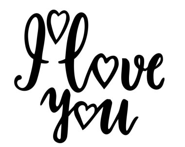 El yazısıyla yazılmış seni seviyorum cümlesi. Vektör Sevgililer Günü kartı. Kartpostalını seviyorum. Sevgililer Günü için bir deyim. Mürekkep çizimi. Modern fırça kaligrafisi. Beyaz arkaplanda izole.