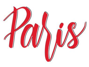 Hand drawn greeting card with text Paris. The custom hand lettering poster for your design. Creative typography. Tourism and travel. Modern brush calligraphy. Isolated on white background.