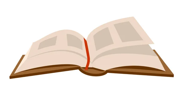 Offenes Buch. Lehrertag. Retro aufgeschlagenes Buch isoliert auf weißem Hintergrund. Zeichentrickvektorillustration. — Stockvektor