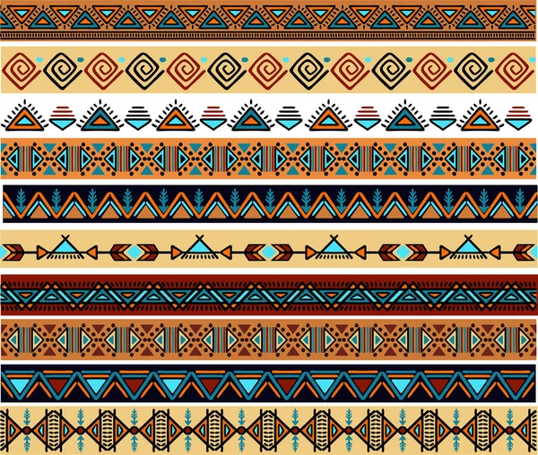 Ethnic pattern. Set. Handmade. Horizontal stripes. Black and white print for your textiles. Vector illustration. — Stock Vector